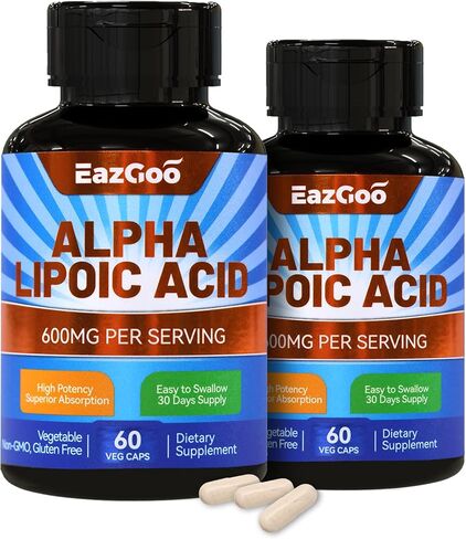 Alpha Lipoic Acid Supplement, Alpha Lipoic Acid 600mg Per Serving, Vegan, Gluten Free, Non-GMO ALA Supplement, 60 Vegetable Capsules in Saudi Arabia