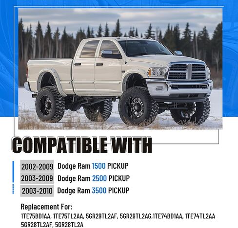 زوج Ecotric Pain Mall مقبض مقبض من طراز زجاج الأمامي من طراز Lawlar Most Trim متوافق مع 2002-2010 Dodge Ram يسارًا ويمينًا للاستلام (قد تتلقى حزمتين بشكل منفصل) in Saudi Arabia