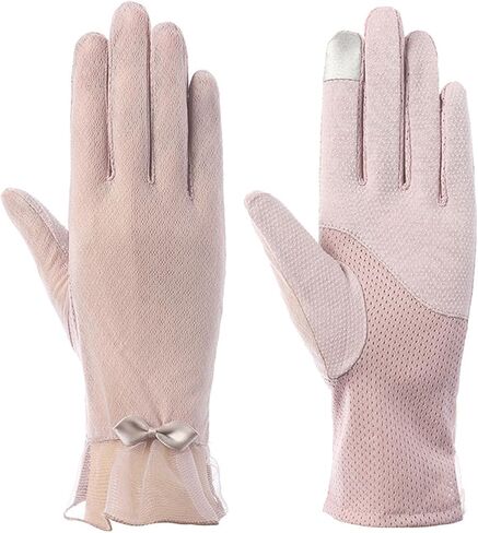 Summer Women Lace Sun Block Gloves Ladies Bow Short Driving Gloves UV Protection Touch Screen Mitten in Saudi Arabia