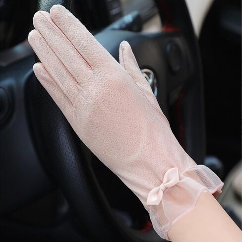 Summer Women Lace Sun Block Gloves Ladies Bow Short Driving Gloves UV Protection Touch Screen Mitten in Saudi Arabia