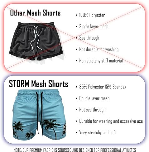 Mesh Shorts - Perfect for Basketball or Gym - Athletic Double-Layer Mesh Shorts - Fitness & Casual Style in Kuwait