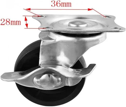 5 Pieces/lot casters 1.5 inches Black PP with Brake Diameter 40 Flat Lockable Furniture Coffee Table casters in Saudi Arabia