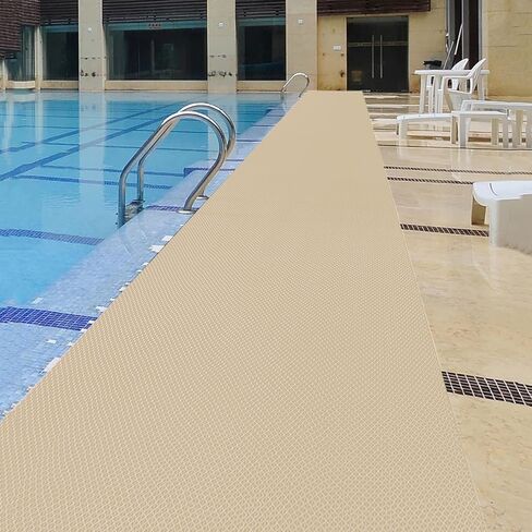 PVC Drainage Floor Mat Non-Slip Commercial Wet Area Mat for Outdoor and Indoor Restaurant Kitchen Bar Swimming Pool Splash Matting Water Drain Flooring Mat (Goose Yellow and Crescent White, 3FTX11FT) in Saudi Arabia