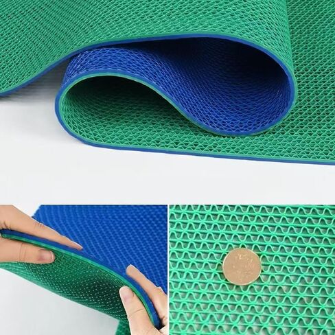 PVC Drainage Floor Mat Non-Slip Commercial Wet Area Mat for Outdoor and Indoor Restaurant Kitchen Bar Swimming Pool Splash Matting Water Drain Flooring Mat (Goose Yellow and Crescent White, 3FTX11FT) in Saudi Arabia