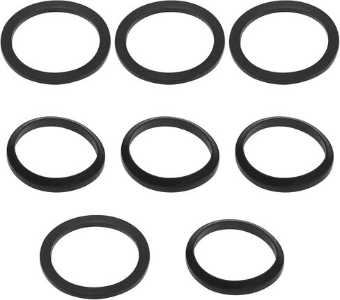 الأختام المطاطية (8pcs) - الأختام المسطحة وختمات إسفين لـ 1.25 بوصة غسل الحوض أنبوب تصريف الحوض - يشمل حلقات ختم 4x وختم إسفين 4x - أسود in Saudi Arabia