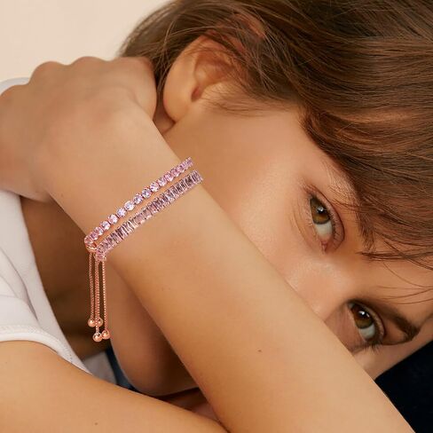 3pcs أساور زرقاء للنساء ، سوار تنس مع أنماط قابلة للتعديل ومشابك ، هدية مجوهرات مملوكة للفضاء بلاتينيوم لصديقتها ، أمي ، يرتدي اليومية والرسمية in Kuwait