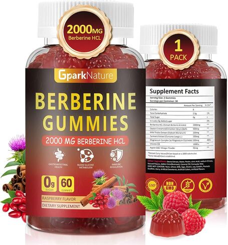 2000mg berberine Gummies ، مع الكركم القرفة Ceylon ، المغنيسيوم ، الكروم -السقراء خالي in Saudi Arabia