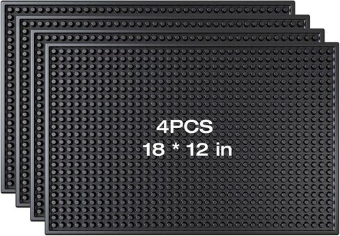 4 PCS 18x12 inch PVC Bar Service Mat | Bartender Mat for Mixologists, Whiskey and Cocktail mat (Black) in Saudi Arabia