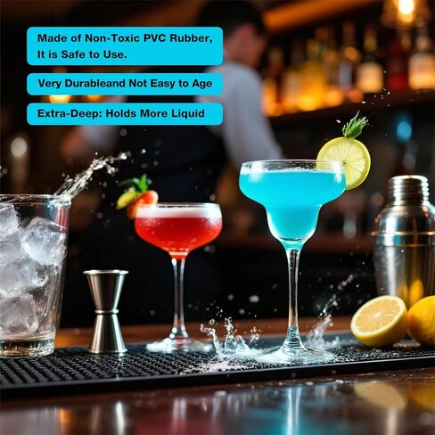 4 PCS 18x12 inch PVC Bar Service Mat | Bartender Mat for Mixologists, Whiskey and Cocktail mat (Black) in Saudi Arabia