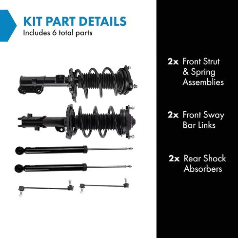 TRQ Front and Rear Suspension Kit Complete Strut & Coil Spring Assembly Shock Absorber Sway Bar Stabilizer Link Compatible with 2011-2014 Scion xD in Kuwait