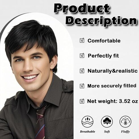 Grey Men's Wig,Short Silver Gray Wig Synthetic Side Part Heat Resistant Natural Halloween Cosplay Hair Straight Wig for Male in Saudi Arabia