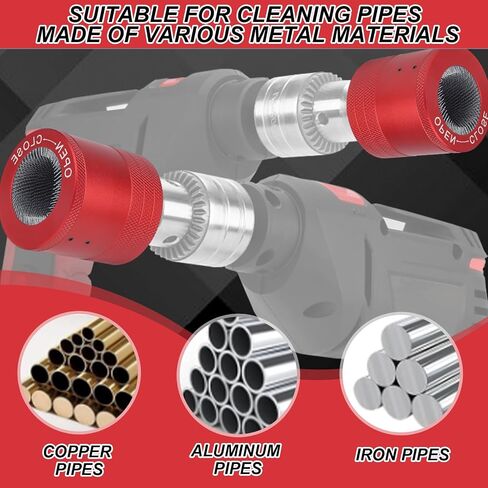 3pcs 1/2" 3/4" 1" Metal Copper Pipe Cleaner, Red Aluminum Copper Tube Pipe Cleaner Brush for Power Drill Suitable for Professional Plumbers and Industrial Purposes in Saudi Arabia