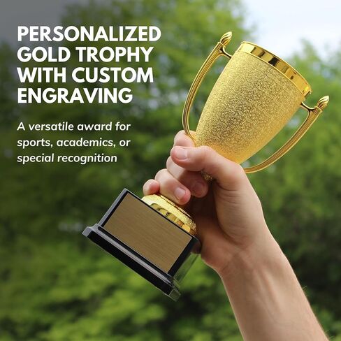 Victory Gold Cup Trophy with Custom Engraving – Personalized Award for Sports, Achievement & Recognition – Deluxe Black Base – Trophy Outlet in Saudi Arabia