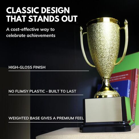 Victory Gold Cup Trophy with Custom Engraving – Personalized Award for Sports, Achievement & Recognition – Deluxe Black Base – Trophy Outlet in Saudi Arabia