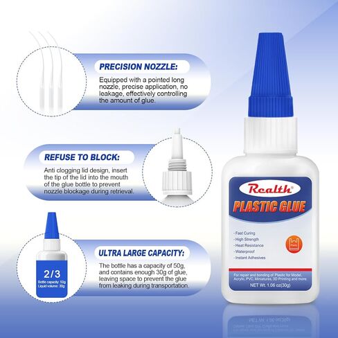 Plastic Model Glue 60g, Strong Clear Glue for Plastic, Instant Drying Heat-Resistant for Model Acrylic PVC Miniatures 3D Printing, with Anti-Clog Cap in Saudi Arabia