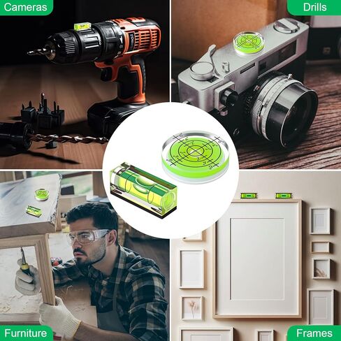 Dreyoo 9 PCS مستوى روح الفقاعة الصغيرة ، مستويات فقاعة الحفر المربعة الصغيرة الصغيرة ، أداة قياس الروح الدائرية لتسوية الفونوغراف ، الكاميرا ، القرص الدوار ، ترايبود ، إطار ، تدريبات ، 10x10x29mm ، 32 × 7 مم in Kuwait