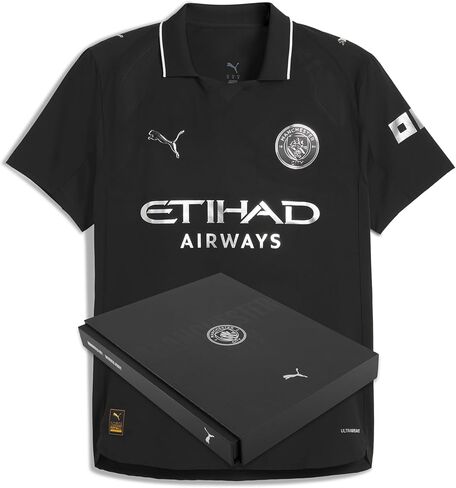 Manchester City FC Men’s 2025/26 Authentic Away Soccer Jersey - Slim Fit - Black in Saudi Arabia