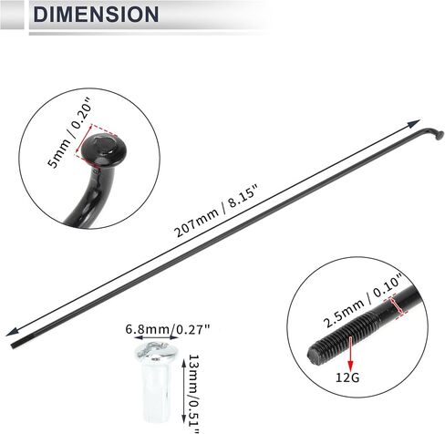 1 مجموعة متحدثة الدراجات العالمية 12g 207mm متحدث عجلات الدراجة الطول in Saudi Arabia