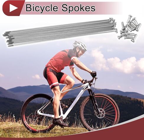 12 Set 14G Bicycle Spokes 195mm Bike Wheel Spokes 304 Stainless Steel Silver Tone in Saudi Arabia
