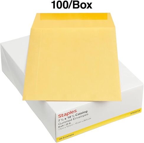 Staples 534719 Gummed Flap Kraft Envelope 7 1/2-Inch x 10 1/2-Inch Brown 100/BX in Saudi Arabia
