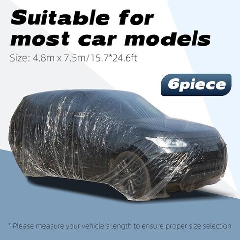 3 pcs Plastic Car Cover,Universal Disposable Car Covers,Waterproof Clear Car Cover for SUV, Sedan with Elastic Band for Outdoor Snow/Rain Weather Protection (12.5ft x 21.7ft) in Saudi Arabia