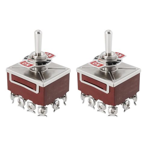 SING F LTD 2PCS 4PDT 4P2T Latching Toggle Switch 59.6x31.6x37.1mm ON-Off-ON Screw Terminals Switch Rock Switch Used to Control Small Electronic Projects in Kuwait