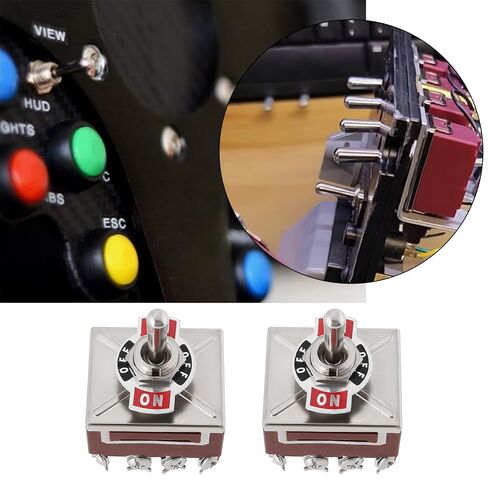 SING F LTD 2PCS 4PDT 4P2T Latching Toggle Switch 59.6x31.6x37.1mm ON-Off-ON Screw Terminals Switch Rock Switch Used to Control Small Electronic Projects in Kuwait