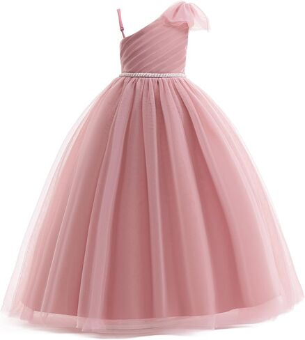 Tulle Flower Girls Dress One Shoulder Formal Princess Wedding Pageant Birthday Party Holiday Ball Gown Dresses in Saudi Arabia