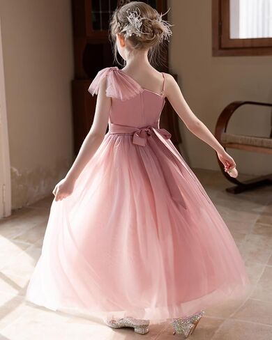 Tulle Flower Girls Dress One Shoulder Formal Princess Wedding Pageant Birthday Party Holiday Ball Gown Dresses in Saudi Arabia