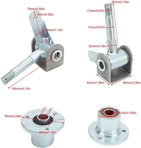 17mm 3 Stud Front Wheel Hub Bearing Flange Steering Knuckle Spindle for 5in Tires Go Kart Quad Bike in Saudi Arabia