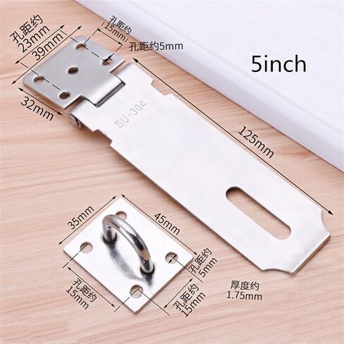 Stainless Steel Cabinet Hasp Padlock Latch Lock Door Hasp Lock Home Hotel Door Hardware Gym Locker Wooden Case 1Pcs(5 Inch) in Saudi Arabia