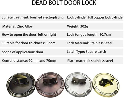 Home Door Gate Deadbolt Metal Dead Bolt Security Door Lock with Keys Safe Lock for Home Office Door Lock in Saudi Arabia