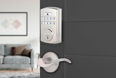 BRINKS Keyless Entry Door Deadbolt, High-Security Keypad Door Lock, 50 User Codes, Auto Locking Feature (Deadbolt & Passage Lever, Satin Nickel) in Saudi Arabia