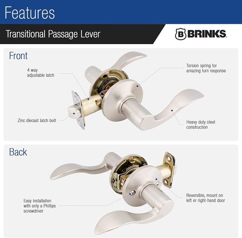 BRINKS Keyless Entry Door Deadbolt, High-Security Keypad Door Lock, 50 User Codes, Auto Locking Feature (Deadbolt & Passage Lever, Satin Nickel) in Saudi Arabia
