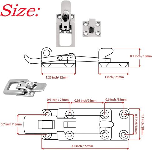 1/2/4 حزمة من الفولاذ المقاوم للصدأ 316 Marinegrade Locker Hatch مضاد للحشرات الملبس ， 2-3/5inch مزلاج قفل الثقيلة للصف/الشراع Skiff Boat Yacht Accessories in Saudi Arabia