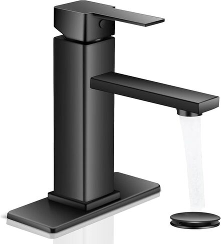 Black Bathroom Faucet YXOCVIR Single Hole with Pop-Up Bathroom Drain Single Handle Bathroom Faucet Suitable for Vanity Sinks, RV, Farmhouses, Suitable for 1 or 3-Hole Installation in Saudi Arabia
