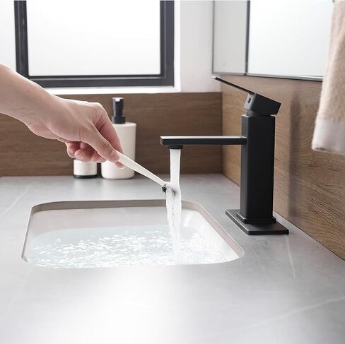 Black Bathroom Faucet YXOCVIR Single Hole with Pop-Up Bathroom Drain Single Handle Bathroom Faucet Suitable for Vanity Sinks, RV, Farmhouses, Suitable for 1 or 3-Hole Installation in Saudi Arabia