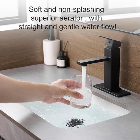 Black Bathroom Faucet YXOCVIR Single Hole with Pop-Up Bathroom Drain Single Handle Bathroom Faucet Suitable for Vanity Sinks, RV, Farmhouses, Suitable for 1 or 3-Hole Installation in Saudi Arabia