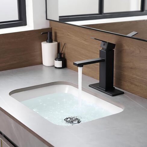 Black Bathroom Faucet YXOCVIR Single Hole with Pop-Up Bathroom Drain Single Handle Bathroom Faucet Suitable for Vanity Sinks, RV, Farmhouses, Suitable for 1 or 3-Hole Installation in Saudi Arabia