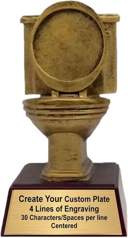 Gold Evalet Bowl Trophy - طوله 6 بوصات | جائزة المرحاض المحفورة مع إدراج اختياري - تخصيص الآن in Kuwait