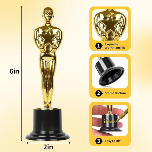 Plastic Gold Star Award Trophies 24 Pack 6 Inch Tall Golden Statue Award for Party Decorations, Party Favors, School Award, Game Prize, Party Prize and Appreciation Gifts in Saudi Arabia
