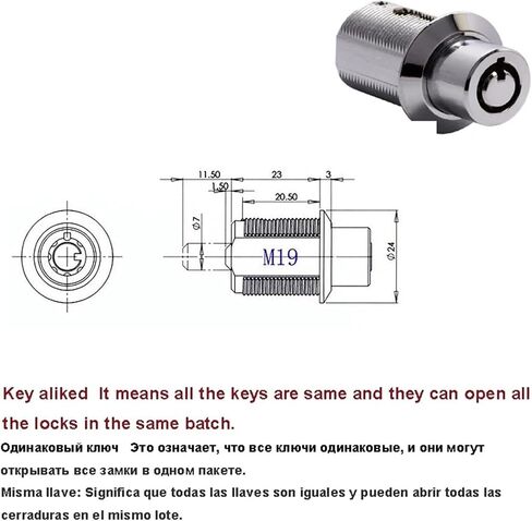 Tubular Cabinet Push Lock M19 M24 for Tool Box Showcase Locker Drawer JA47 1Pcs(M19 Key Different) in Saudi Arabia