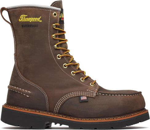 Thorogood 1957 Series 8" Waterproof Steel Toe Work Boots for Men - Full-Grain Leather with Moc Toe, Slip-Resistant Heel Outsole, and Comfort Insole; EH Rated, Crazyhorse - 9 W US in Kuwait