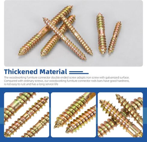 Glarks 80pcs Double Head Ended Wood Dowel Screws, M6 x 40/50/60MM, M8 x 50/60/80MM Double End Furniture Screw, Double Ended Self-Tapping Screw, Woodworking Dowel Screws for Connecting Wood in Saudi Arabia