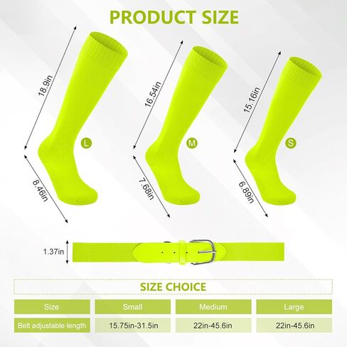 Baseball Socks and Belt Combo Set for Kids, Youth, and Adults, Adjustable and Comfortable Elastic Fit for Boys and Girls in Saudi Arabia
