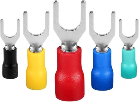 الموصلات الكهربائية 100pcs SV تجعيد الجعة Spade شوكة موصل السلك النحاس تجعد الموصل المعزول دبوس الحبل الطرفي SV1.25/2/3.5/5.5 (أسود ، SV3.5-6 (100pcs)) in Saudi Arabia