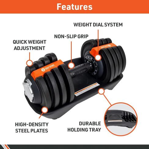 BodySport 40 Pound Adjustable Dumbbells – Includes 12 Free Weights, Ranging from 3 to 40 Pounds, Ideal for Home Gym Workouts and Weight Training in Saudi Arabia