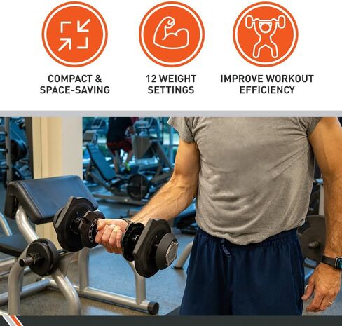 BodySport 40 Pound Adjustable Dumbbells – Includes 12 Free Weights, Ranging from 3 to 40 Pounds, Ideal for Home Gym Workouts and Weight Training in Saudi Arabia