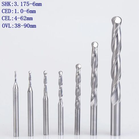 3.175mm 4mm 6mm 2 Flute Spiral Ball Nose End Mill CNC Router Bits for Tungsten Carbide Milling Route Tool(4x32x55L) in Saudi Arabia