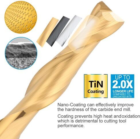 10pcs 3.175mm شانك التيتانيوم مطلي 2 الفلوت مطحنة الطحن CNC طحن البت بتات كاربيد (3.175x2.0x22) in Saudi Arabia